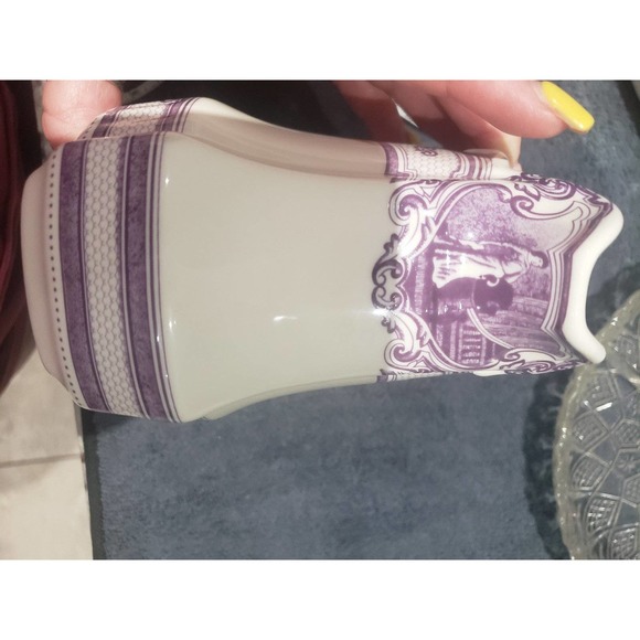 Vintage white with purple design pitcher - Picture 2 of 3